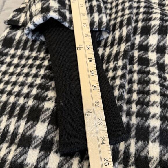 Cole Haan Houndstooth Cocoon Wool Blend Coat Black and White Size 4 - Picture 11 of 13